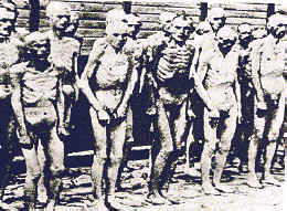 concentration camp inmates starving emaciated Jews Nazis