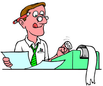 man accountant using calculator cartoon